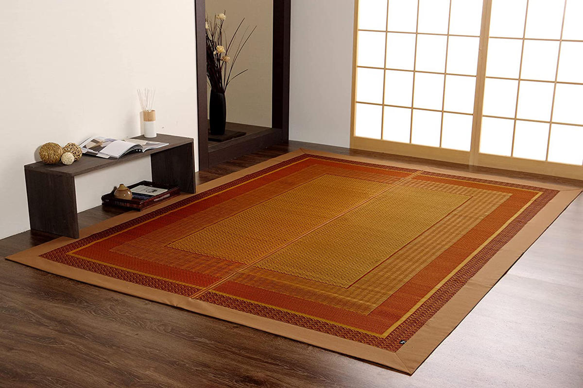 イケヒコ い草上敷き 純国産 い草ラグカーペット DXランクス総色 約191