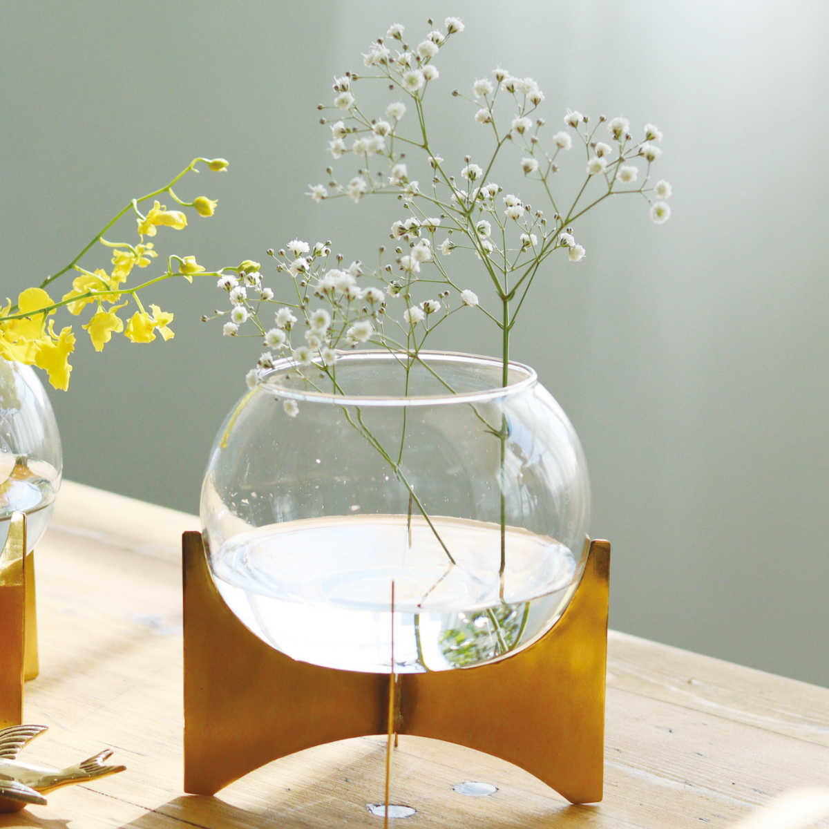 Creer 花瓶 ガラスボウルベース L インブルーム （ 花びん 花器 ベース