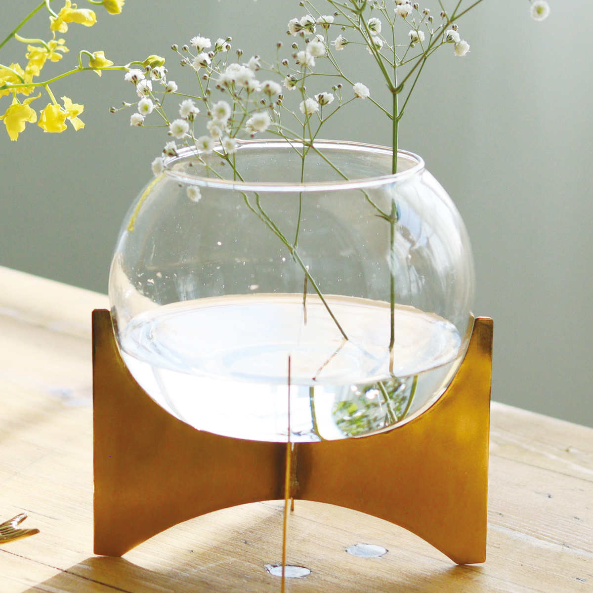 Creer 花瓶 ガラスボウルベース L インブルーム （ 花びん 花器 ベース