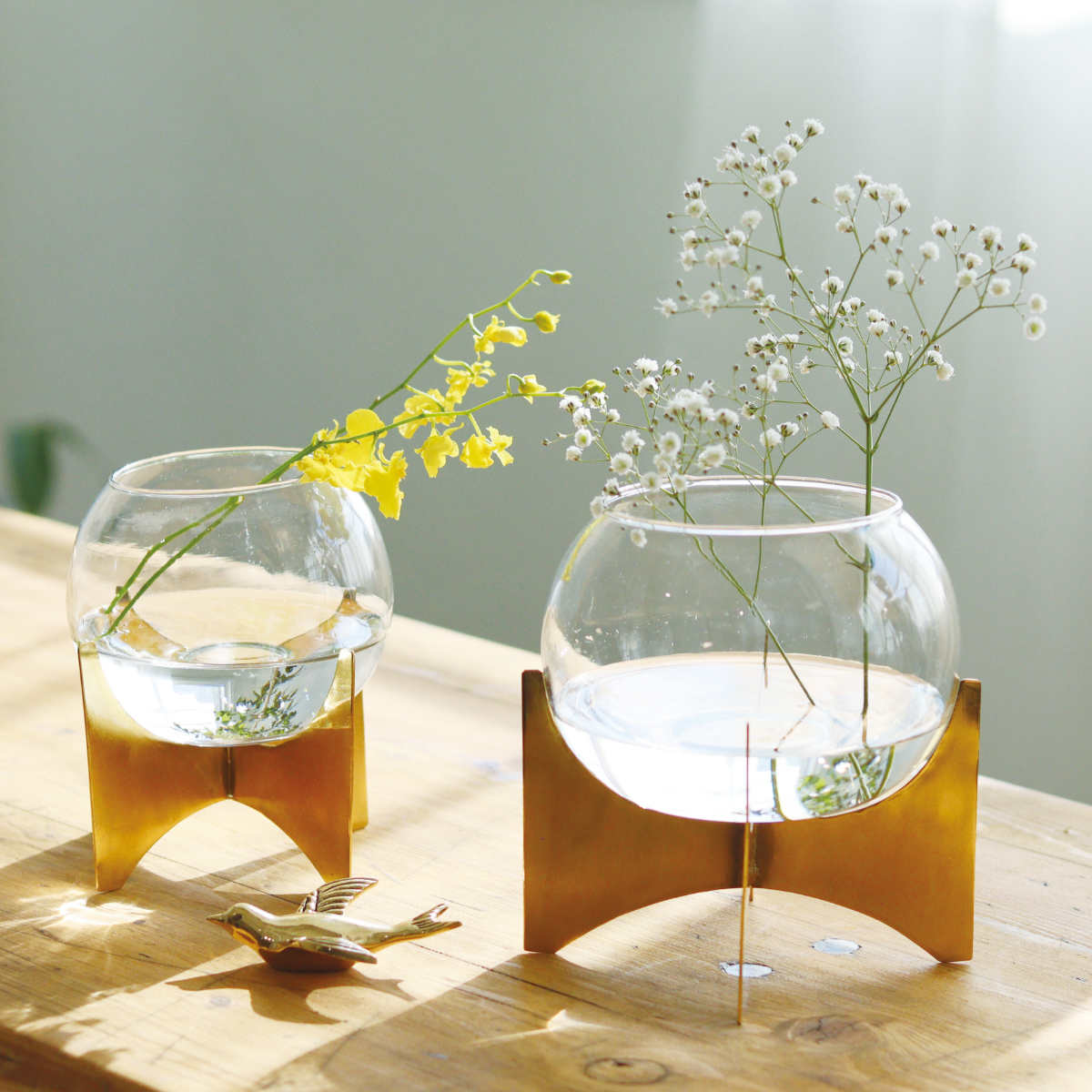 Creer 花瓶 ガラスボウルベース L インブルーム （ 花びん 花器 ベース