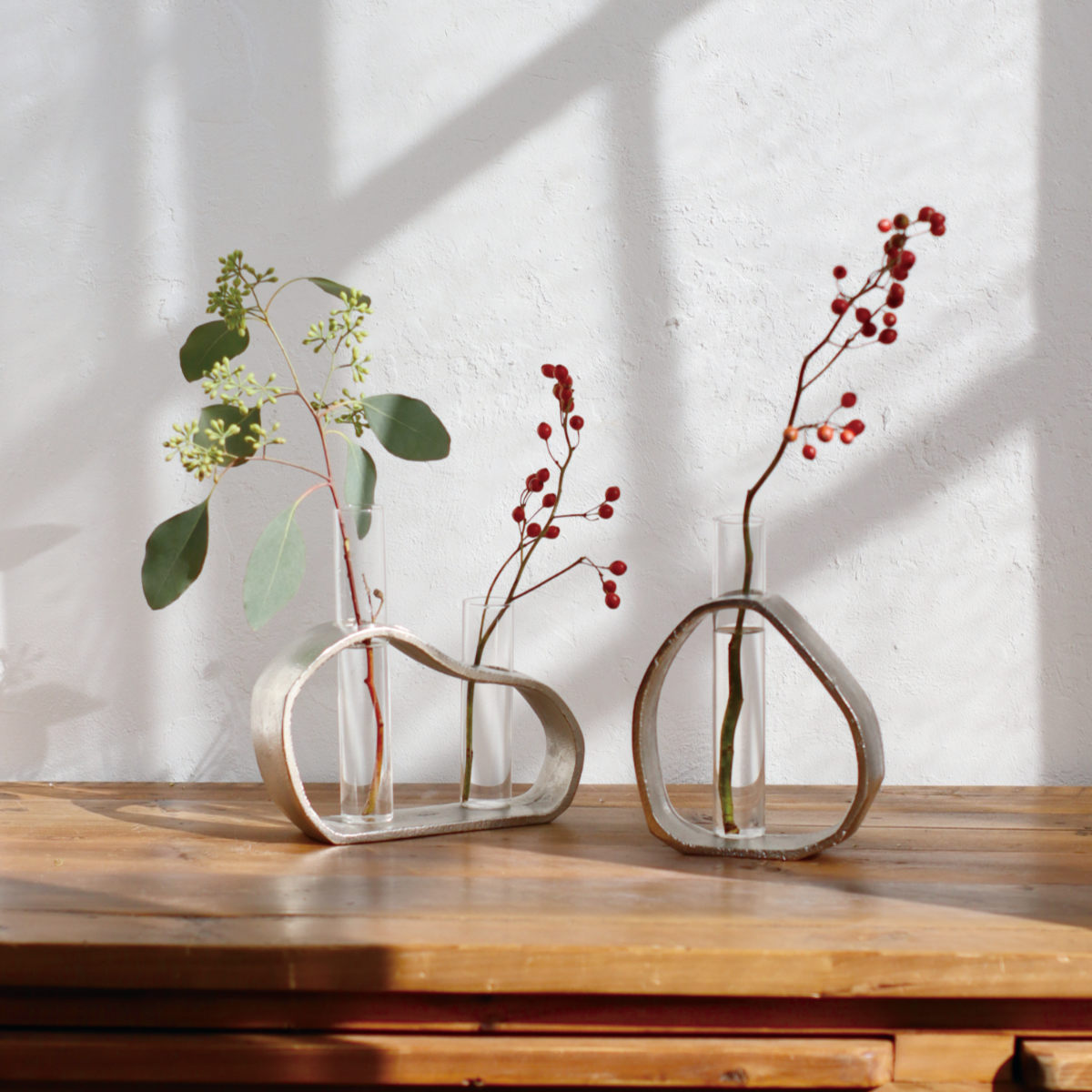 Creer 花瓶 アルミハンギングガラスベース 2連 サントリナ （ 花びん