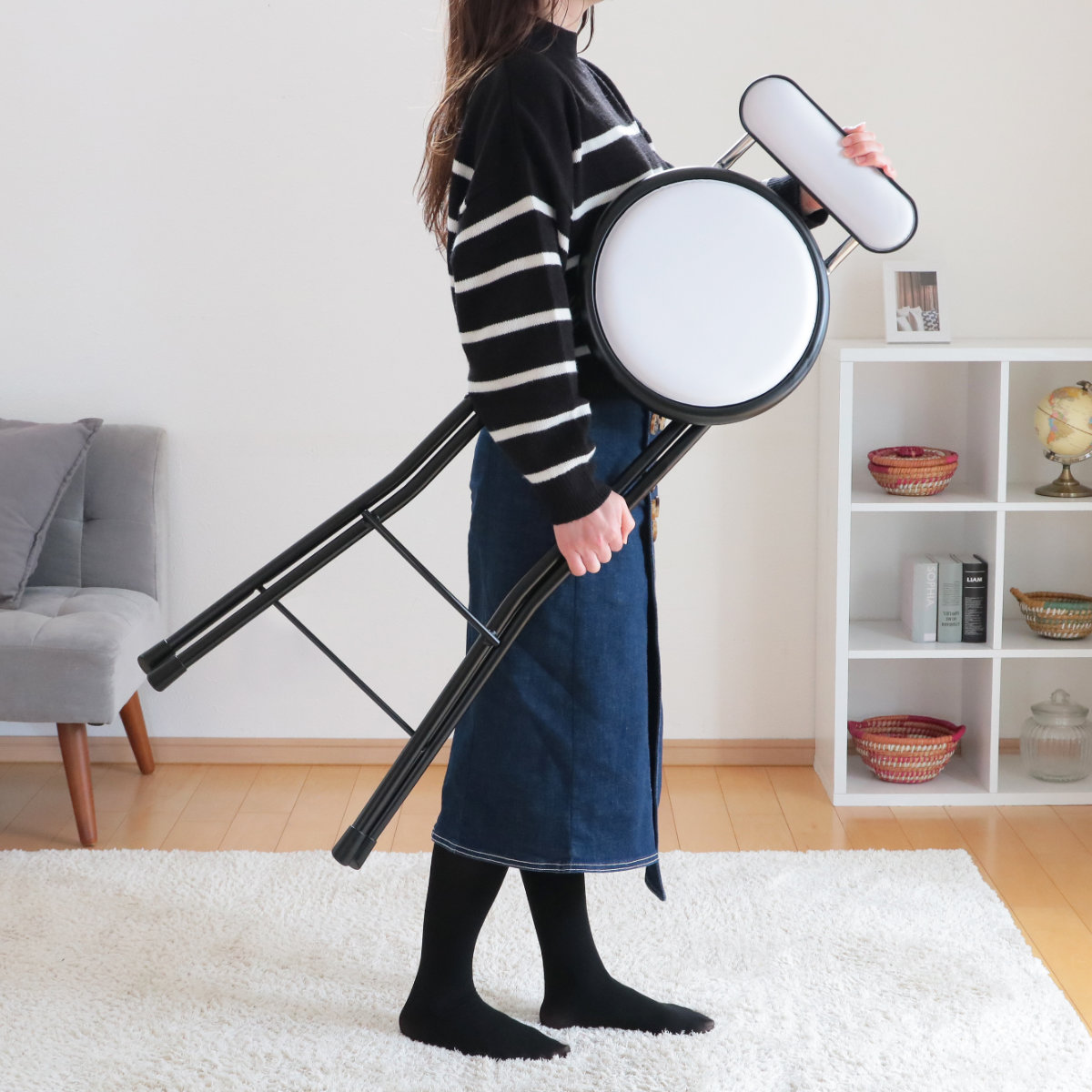 折りたたみ椅子 座面高71cm ハイタイプ 背もたれ付 ニューニーダー （ カウンターチェア バーチェア 椅子 チェア いす 簡易椅子 ） | ルネセイコウ | 12