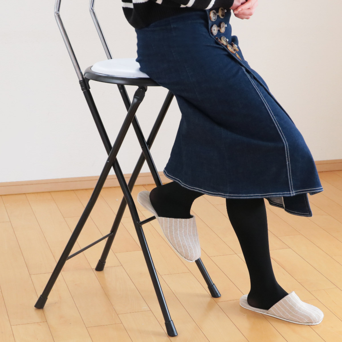 折りたたみ椅子 座面高71cm ハイタイプ 背もたれ付 ニューニーダー （ カウンターチェア バーチェア 椅子 チェア いす 簡易椅子 ） | ルネセイコウ | 14
