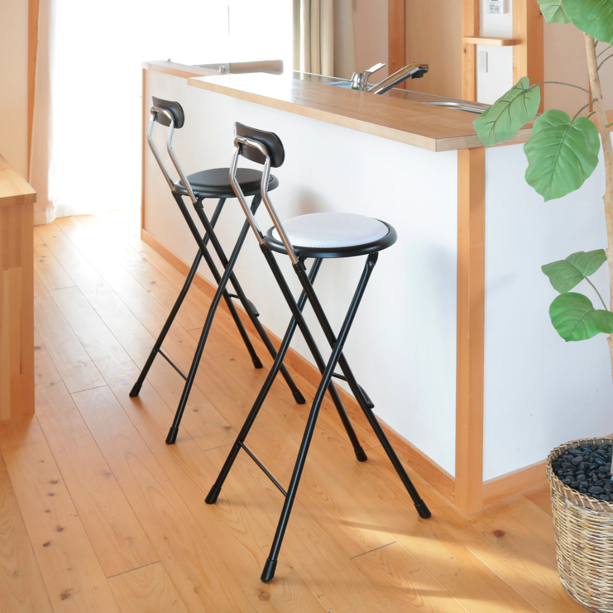ルネセイコウ 折りたたみ椅子 座面高71cm ハイタイプ 背もたれ付