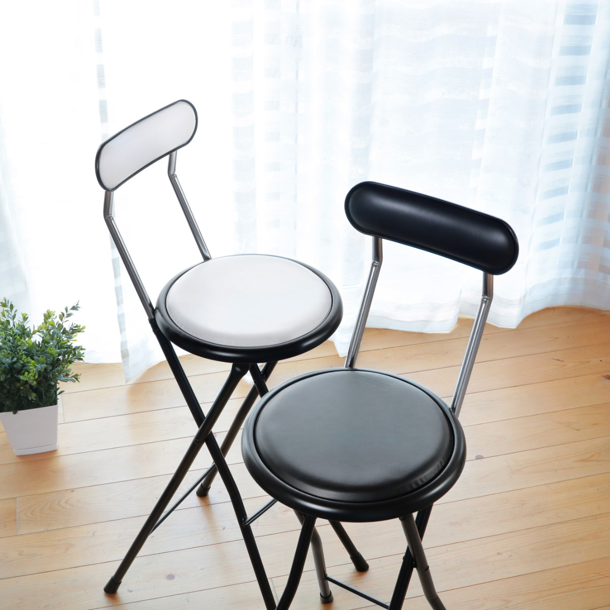 ルネセイコウ 折りたたみ椅子 同色4脚セット 座面高71cm ハイタイプ