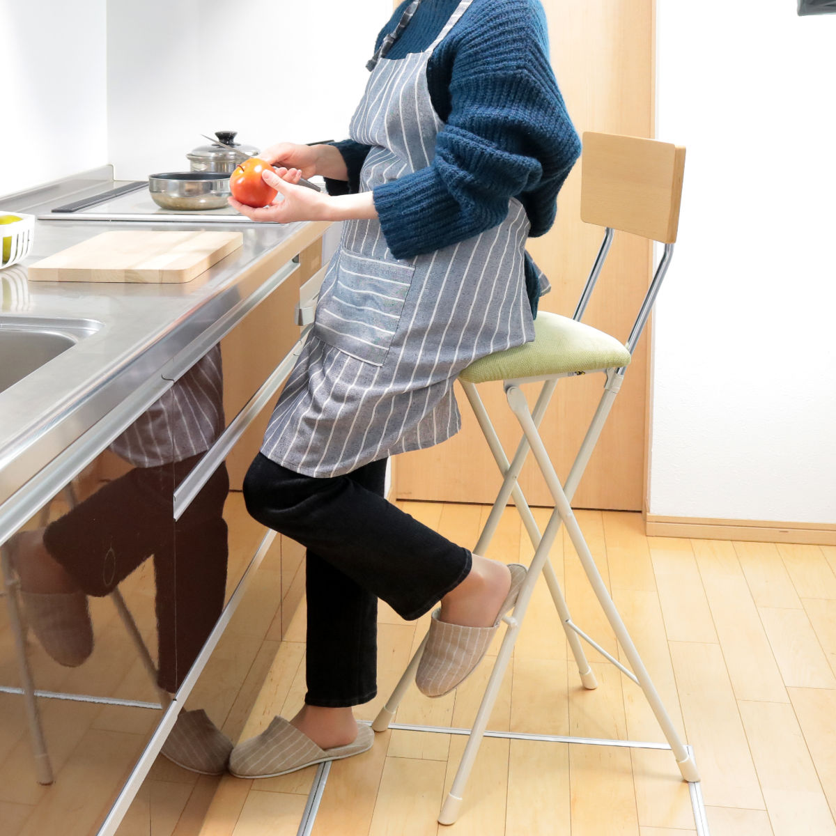 ルネセイコウ 折りたたみ椅子 ハイタイプ 座面高75cm 背もたれ付