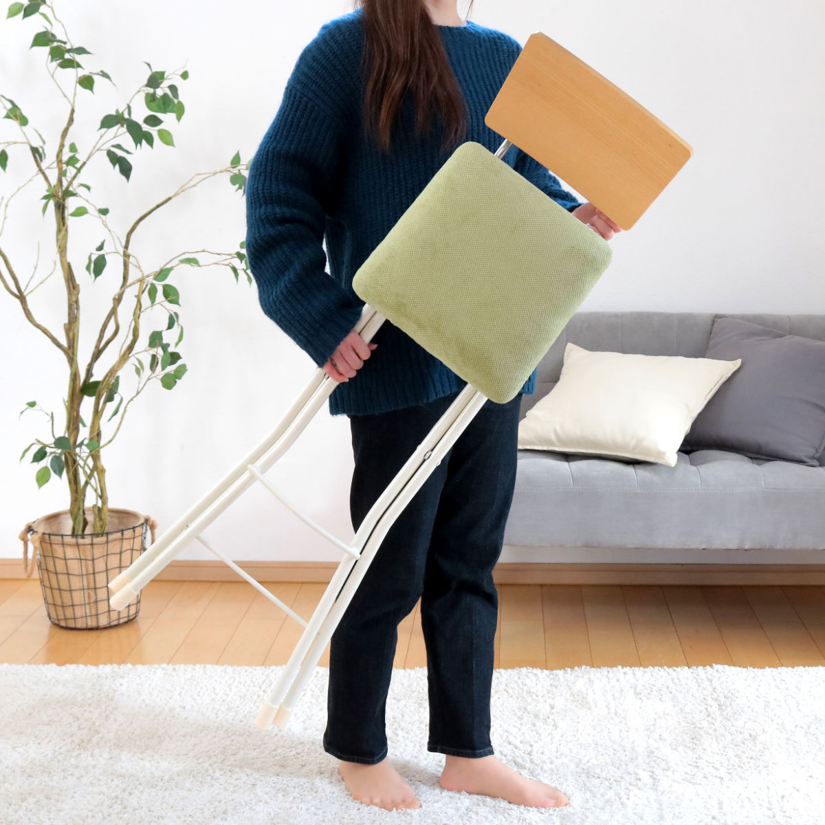 ルネセイコウ 折りたたみ椅子 ハイタイプ 座面高75cm 背もたれ付