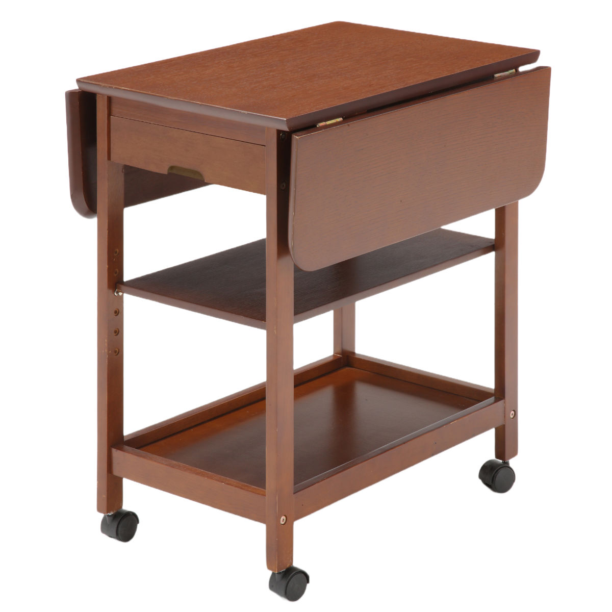 キッチンワゴン 木製 両バタ 引出し付 幅44〜80cm （ キッチン収納