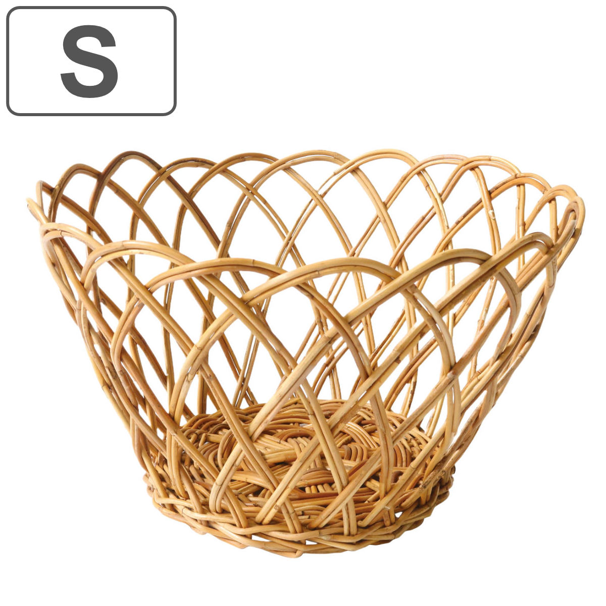 Creer アラログ丸バスケットS （ かご カゴ 収納 約36cm 皮付き 天然