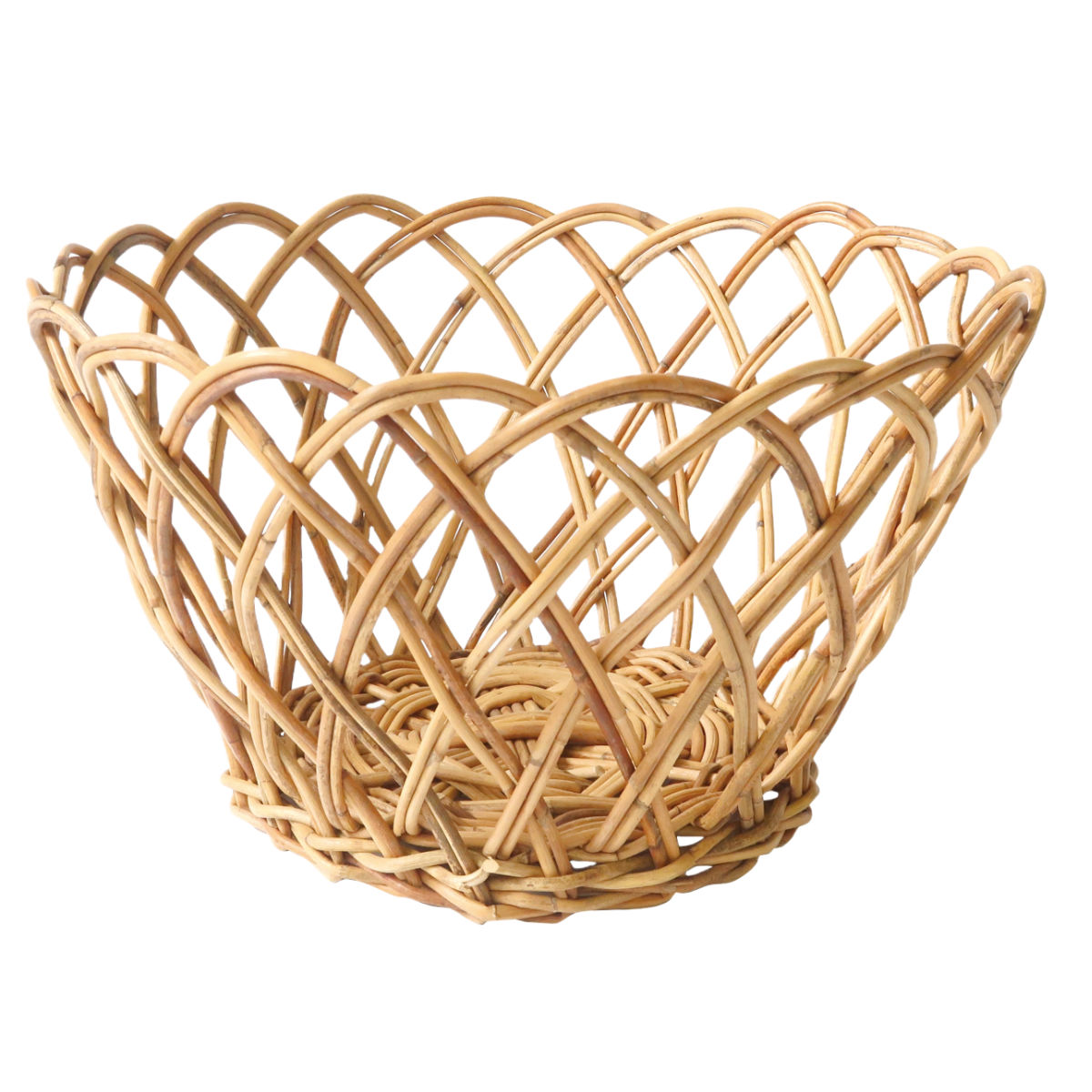 Creer アラログ丸バスケットL （ かご カゴ 収納 約43cm 皮付き 天然