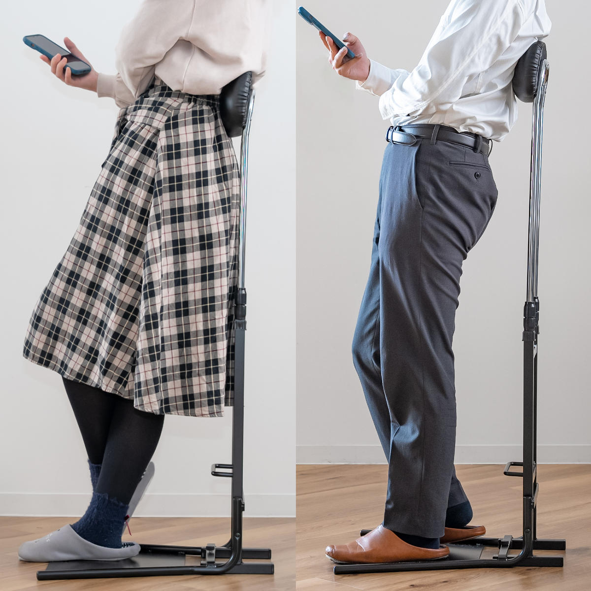 オフィスチェア 腰痛 チェアスタンド 立ち姿勢サポート 背もたれ調節 高さ77〜120cm （ ストレッチ 姿勢 サポート 疲労 軽減 器具 作業 立ち仕事 ）の画像