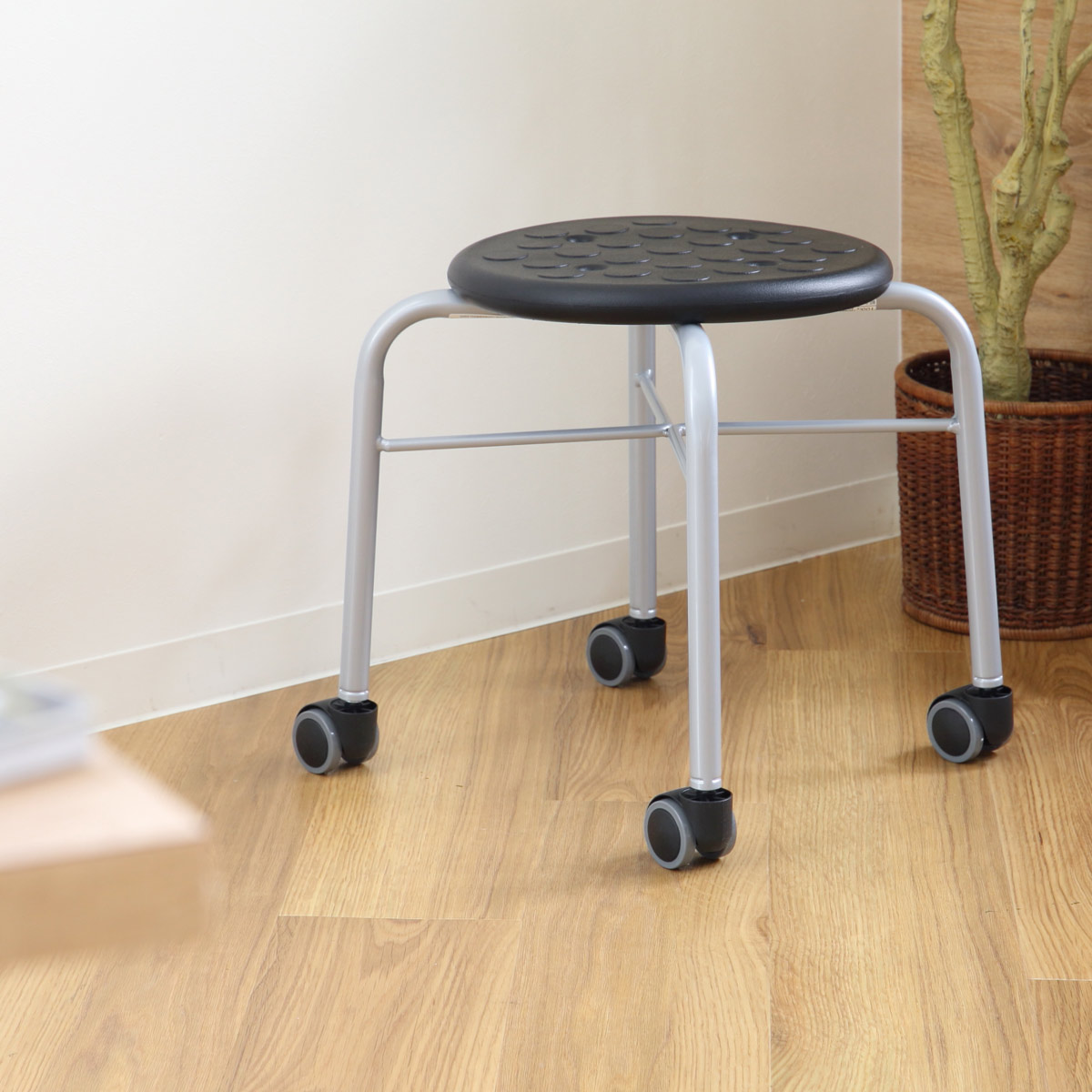 ルネセイコウ スツール 丸 キャスター 耐荷重100kg 座面高42cm （ 作業