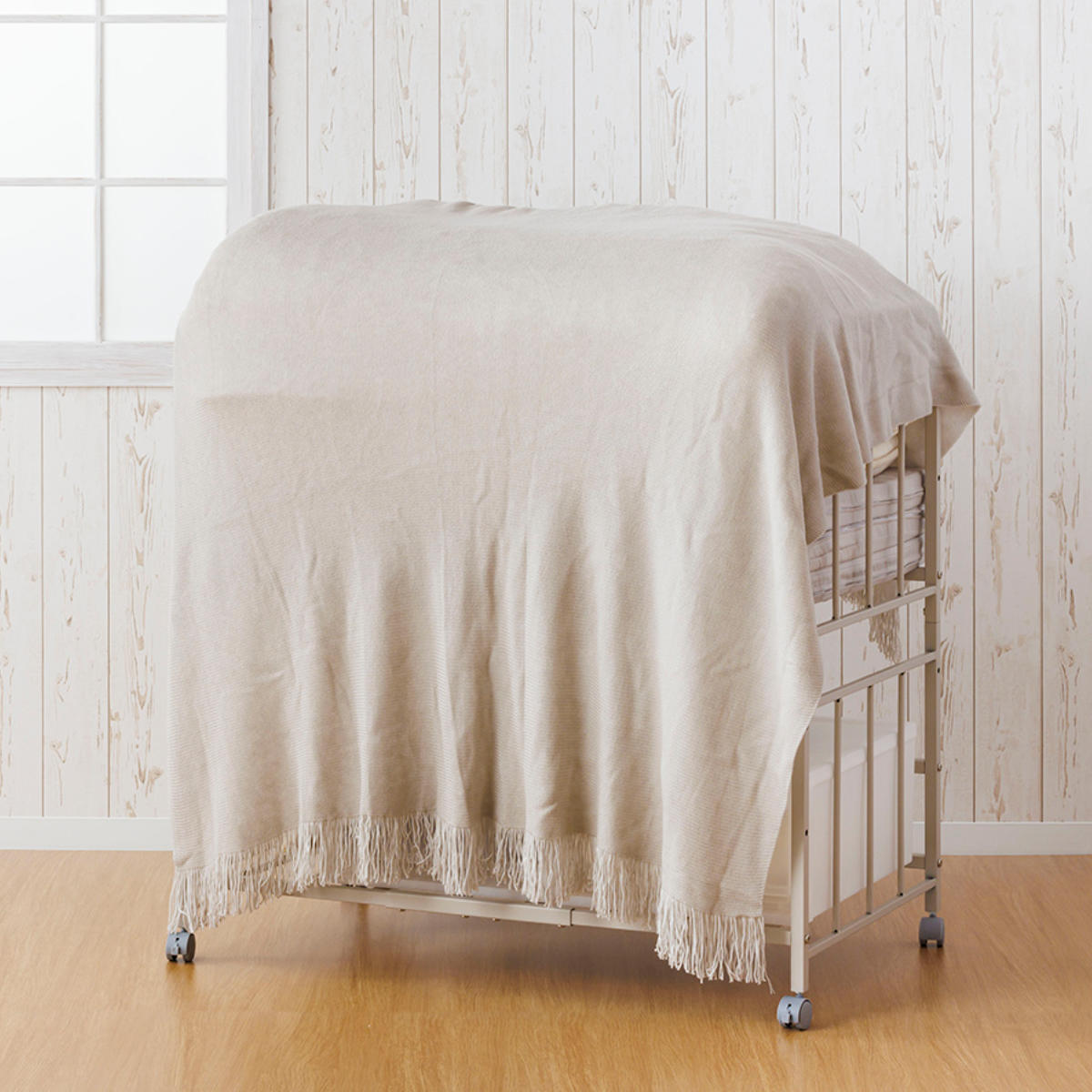 布団収納ラック2段 幅103.5奥行65.5高さ100cm キャスター付き （ 布団 収納 ラック ワゴン ふとん シングル 掛け布団 敷き布団 マットレス 通気性 高さ調節 ） | サン・ハーベスト | 21