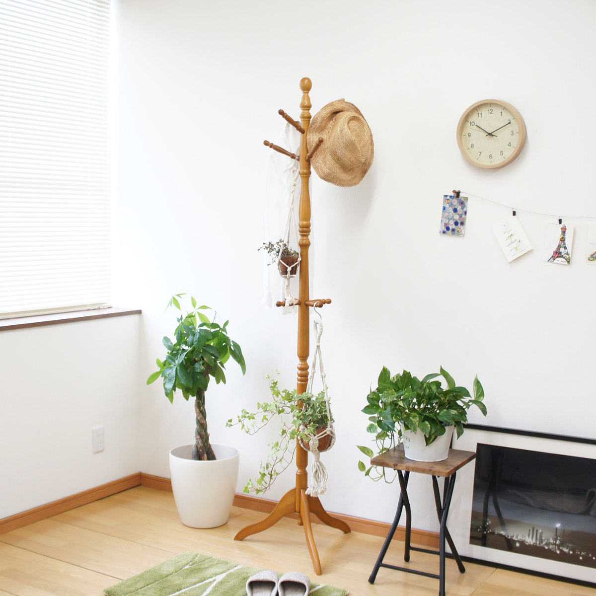 ポールハンガー 木製 ポーチラック （ ハンガーラック コートハンガー