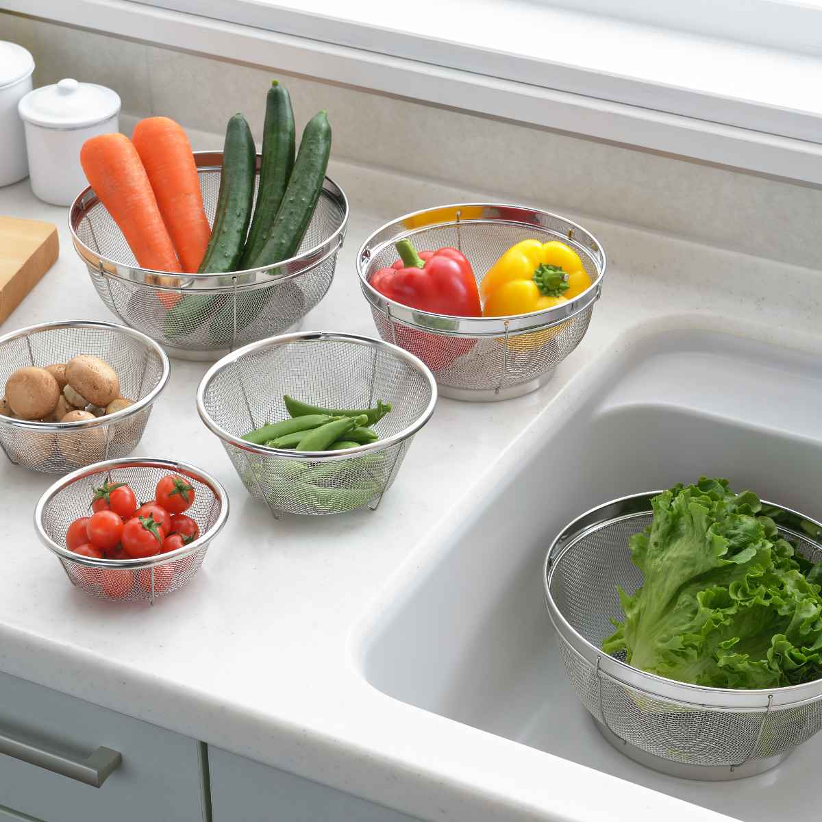 ヨシカワ ザル 6点セット ステンレス製 郷技 日本製 （ ざる セット 足