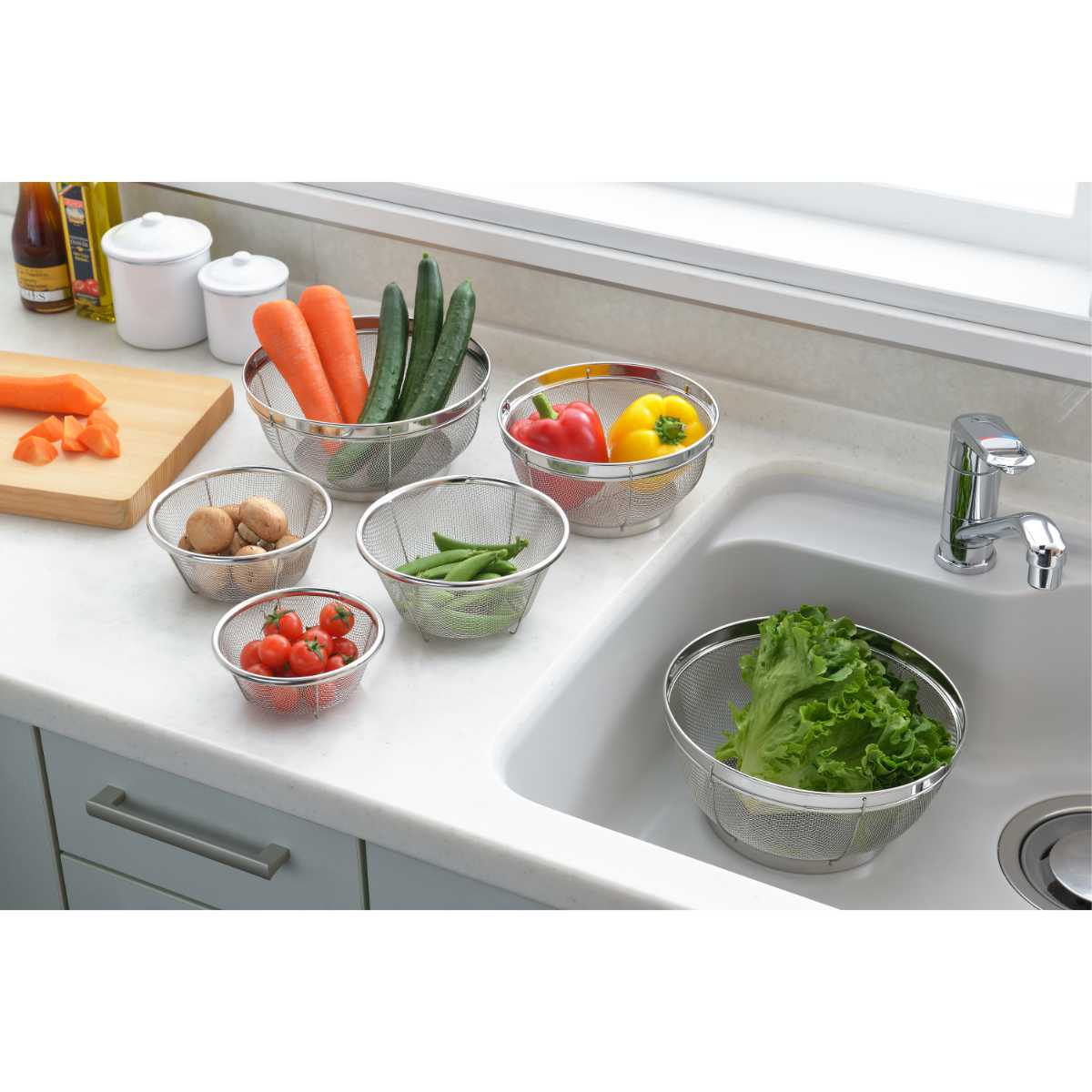 ヨシカワ ザル 6点セット ステンレス製 郷技 日本製 （ ざる セット 足