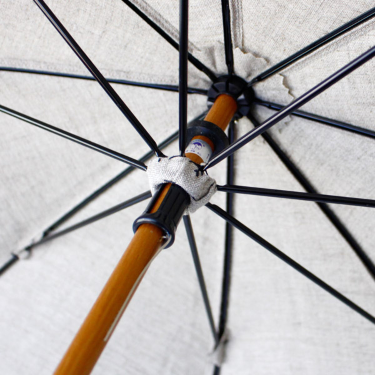 日傘 SURMER 長傘 麻 イエローライン 日本製 （ sur mer シュルメール 傘 かさ レディース UVカット おしゃれ アンブレラ 紫外線カット 紫外線防止 リネン 天然木 ） SUR MER（シュールメール） 日傘 長傘 麻 イエローライン 日本製