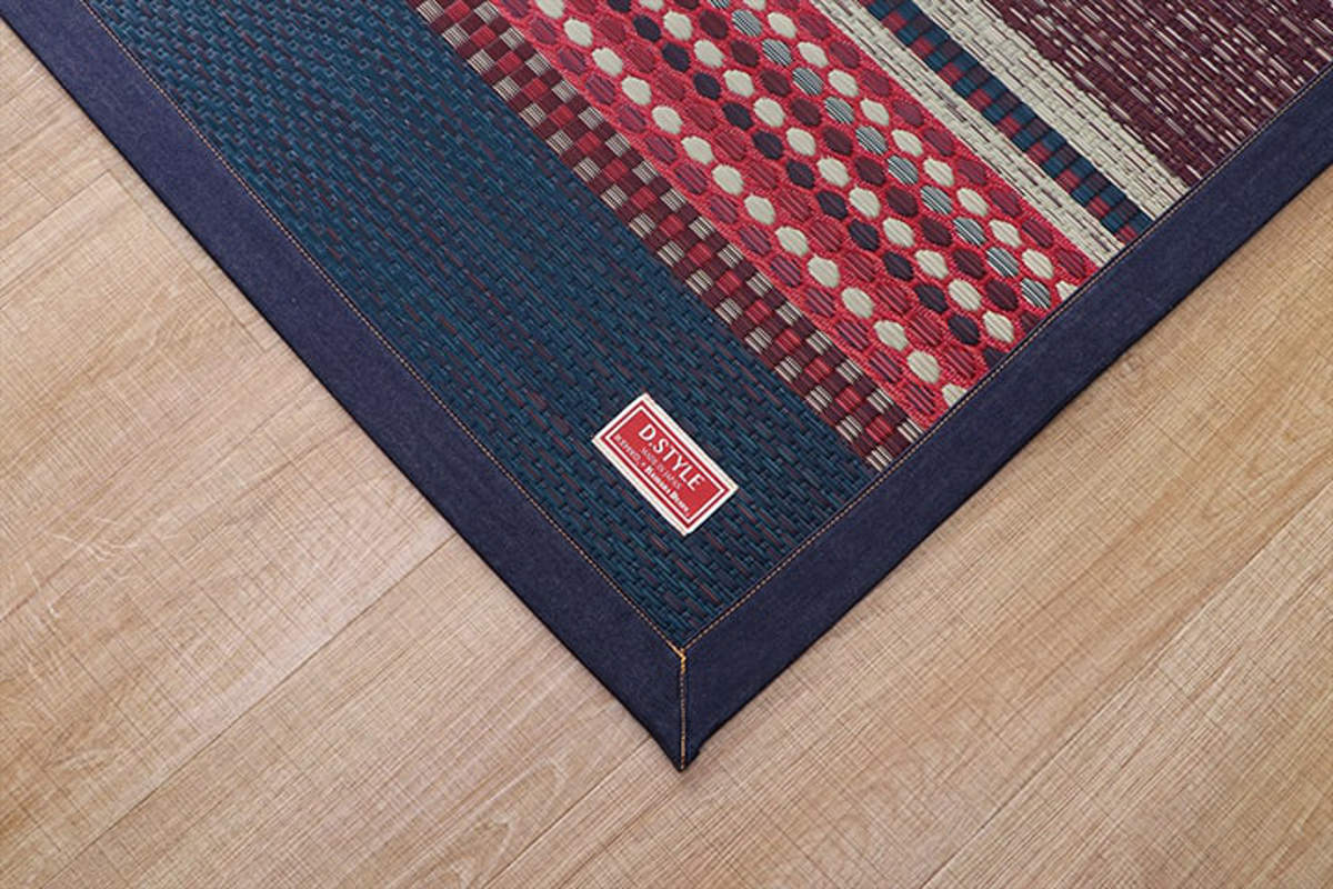 ラグ い草ラグ 純国産 カーペット エスニック調 DXデニムラルフ 約140×200cm 裏貼りあり （ 敷物 ラグマット い草マット い草カーペット デニム 絨毯 ござ ）