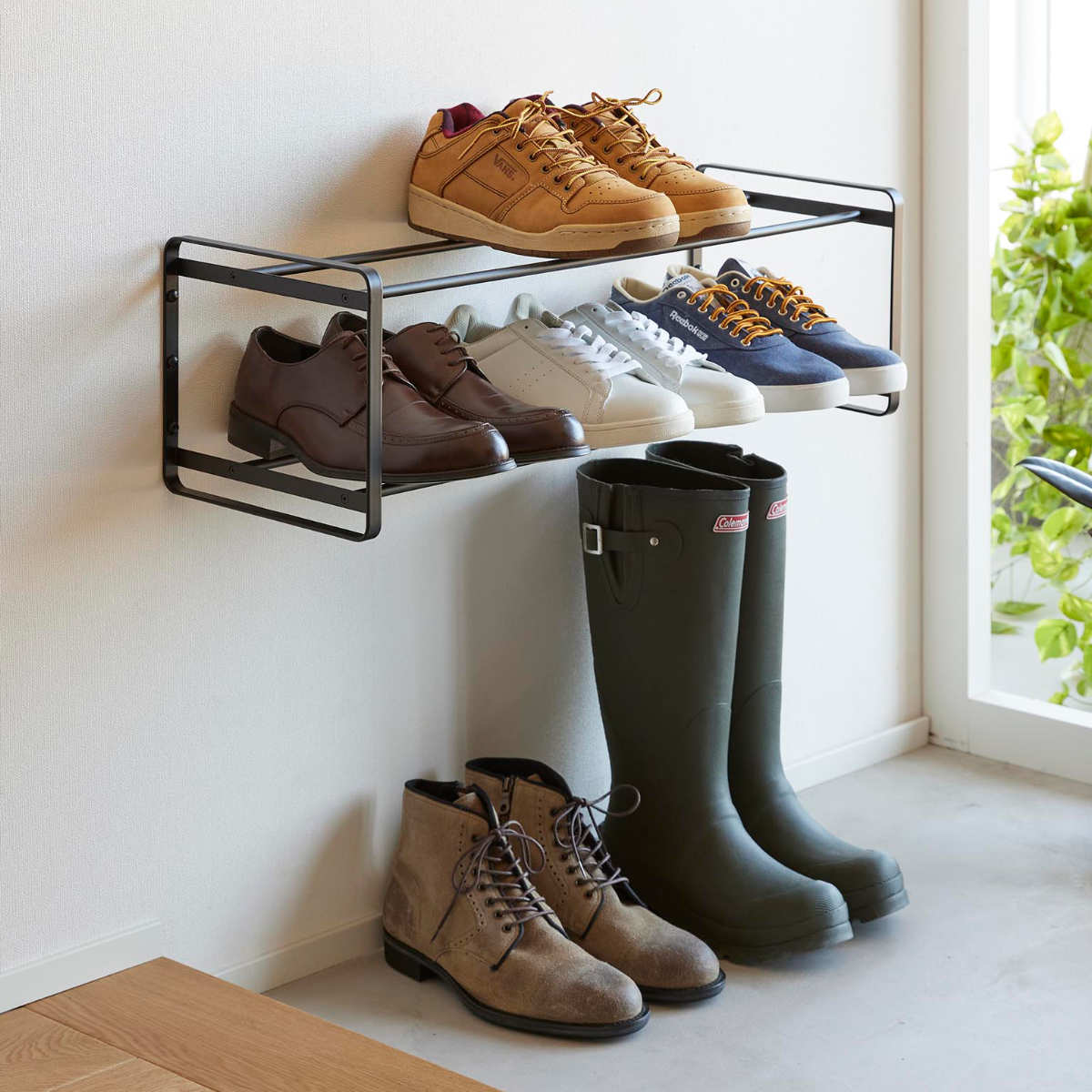 tower 山崎実業 石こうボード壁対応ウォールシューズラック タワー 2段