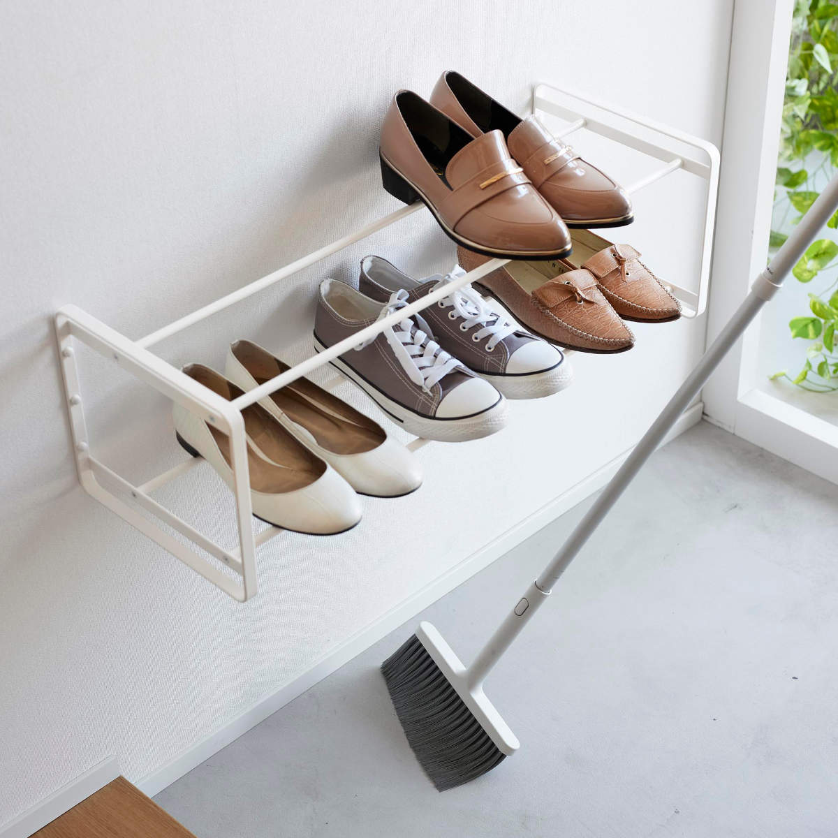 tower 山崎実業 石こうボード壁対応ウォールシューズラック タワー 2段