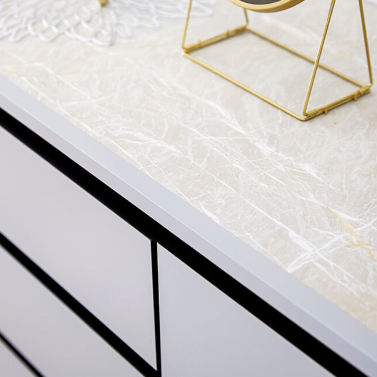 サイドボード キャビネット 大理石調天板 McVie 幅180cm （ 開梱設置