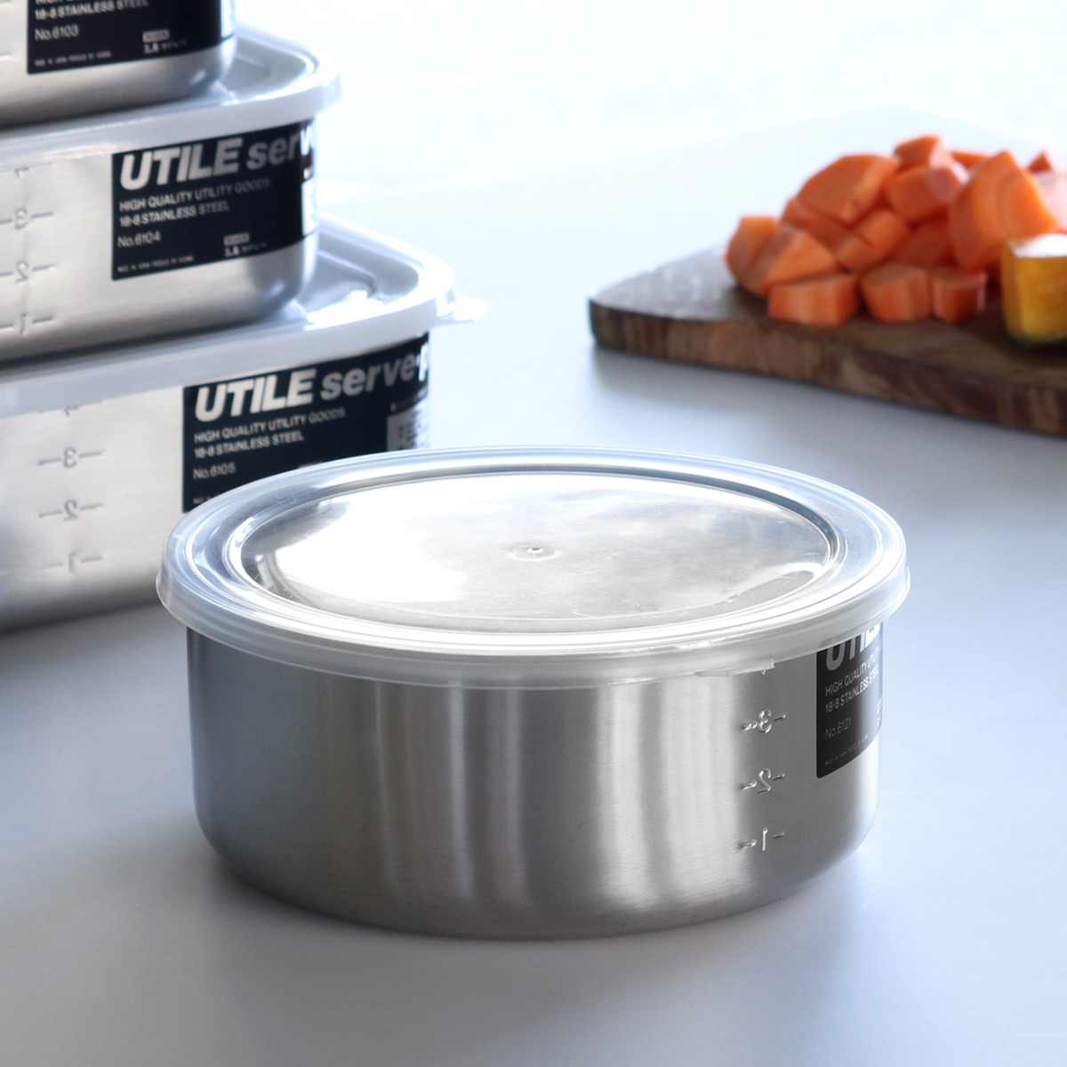 工房アイザワ 保存容器 1.3L UTILE 目盛付丸容器 LM （ aizawa 日本製