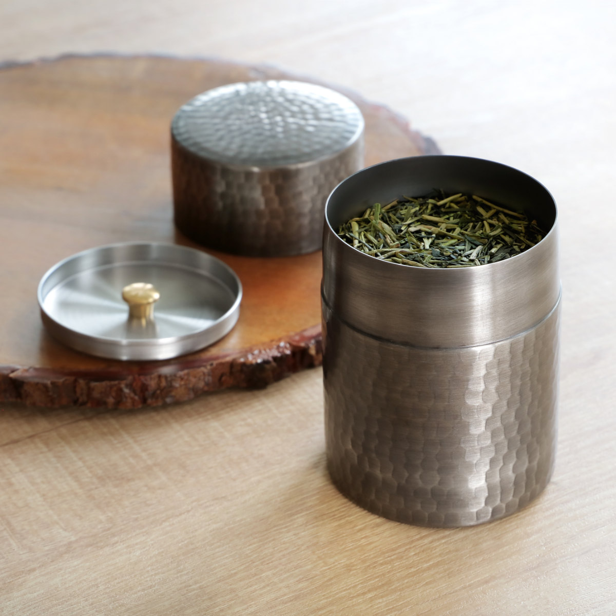 工房アイザワ 特典付き 茶筒 ブラックピーマン ティーキャディ―黒染