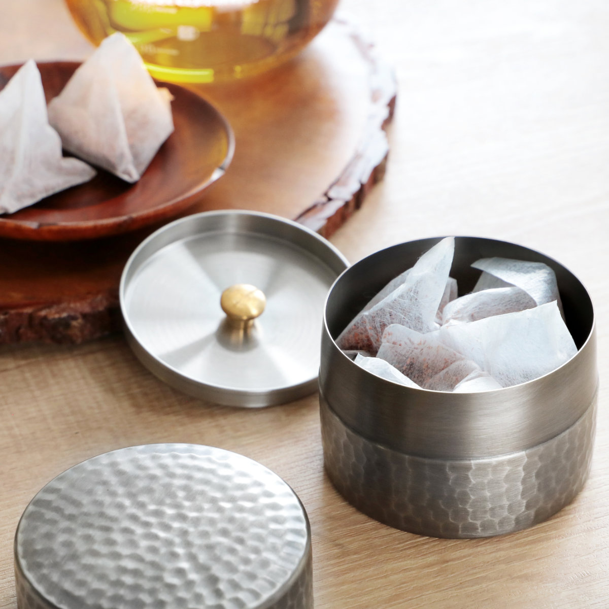 工房アイザワ 茶筒 ブラックピーマン ティーキャディ―黒染茶筒