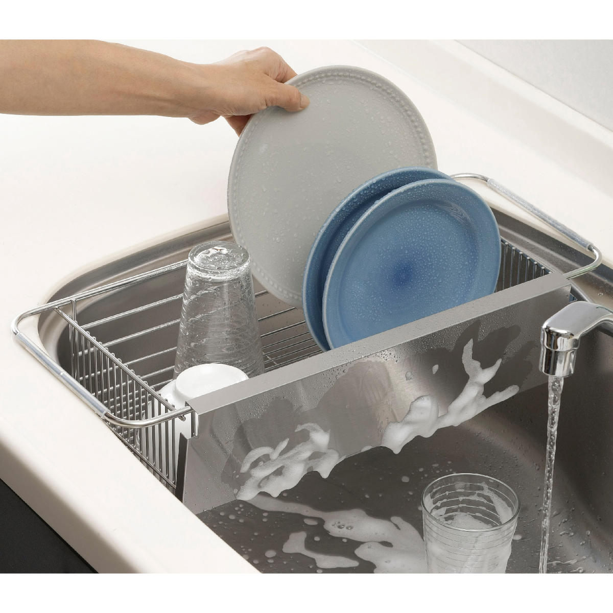 下村企販 水切りラック シンクイン水切り 水撥ねガード付き