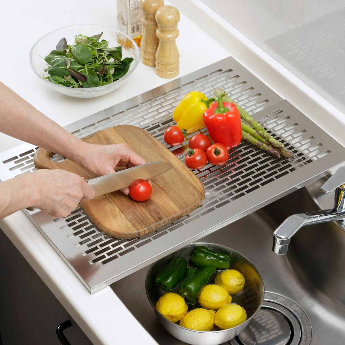 下村企販 水切りラック オールステンレス 頑丈スライド作業台 奥行58cm