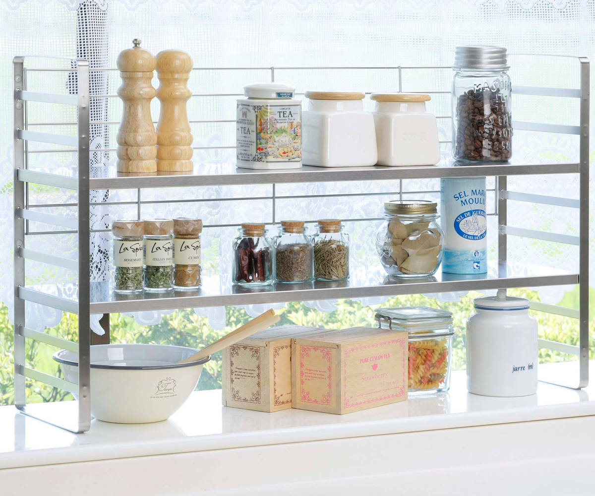 下村企販 キッチンラック オールステンレス頑丈出窓ラック 幅75cm