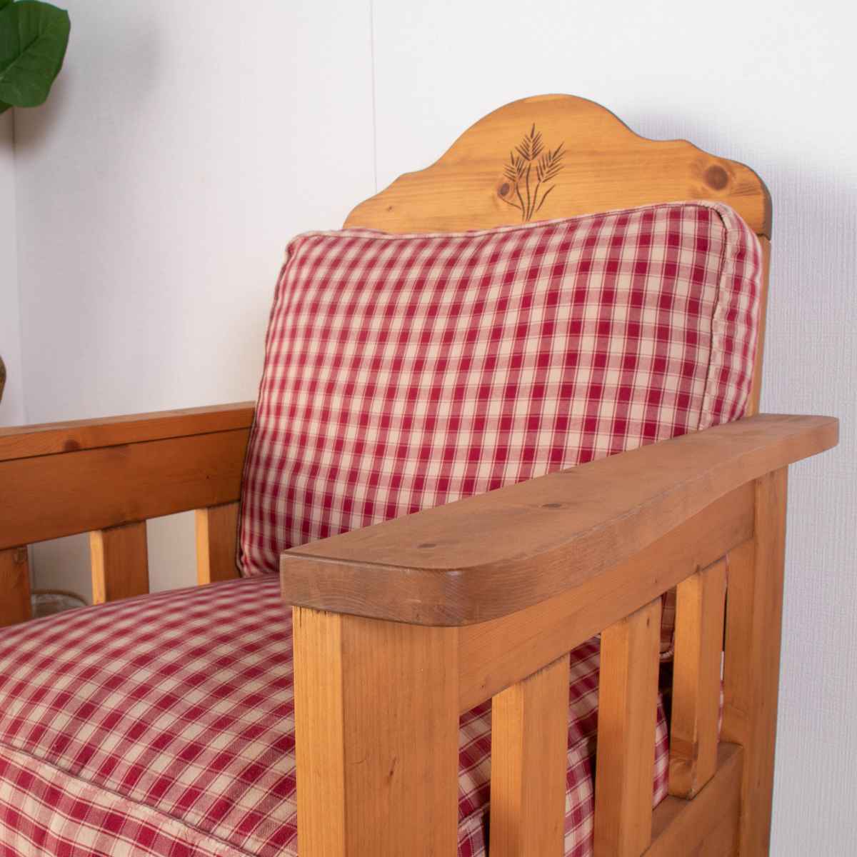 1人掛けソファ チェック柄（期間限定出品） ソファ 一人掛け 幅75cm 天然木 カントリー調 （ 1人用 ソファー 北欧
