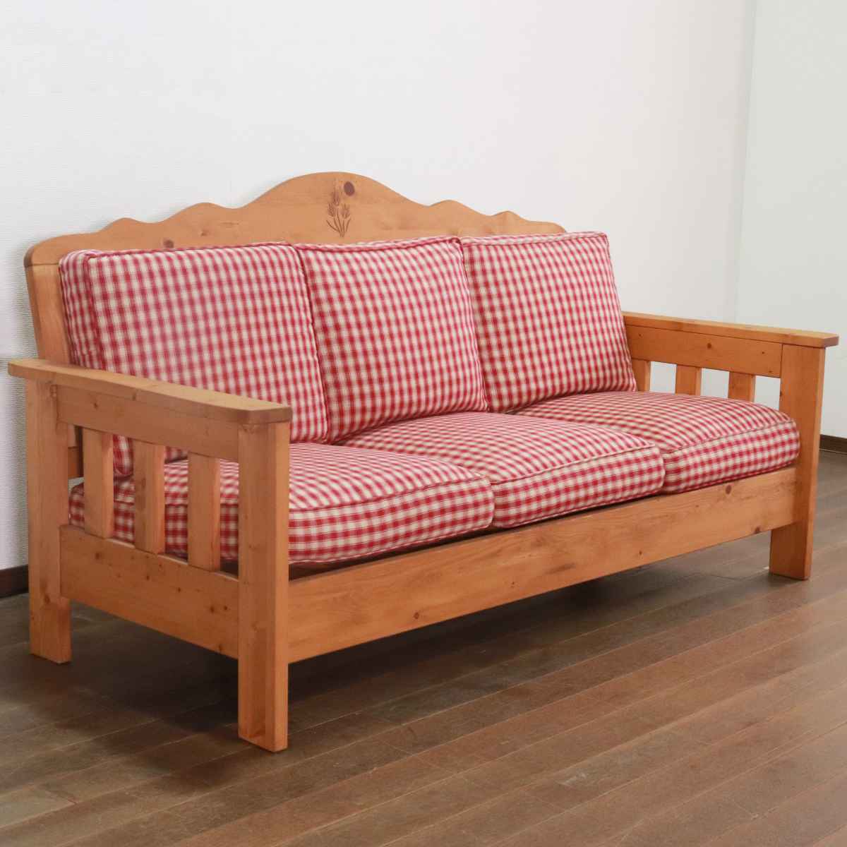 ソファ 3人掛け 幅185cm 天然木 カントリー調 （ 3人用 ソファー 北欧