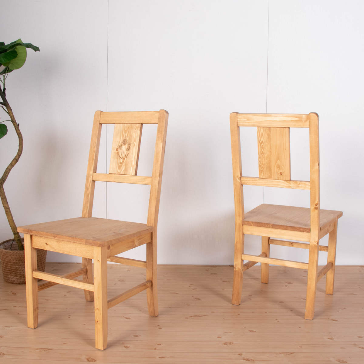 ダイニングチェア 2脚セット 座面高42cm 天然木 カントリー調