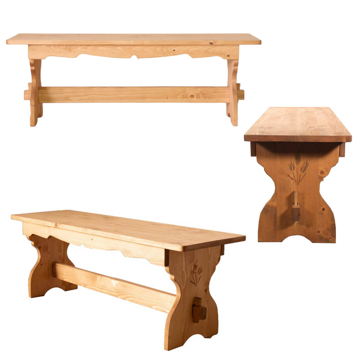 ダイニングベンチ 幅120cm 2人掛け 天然木 カントリー調 （ ダイニング