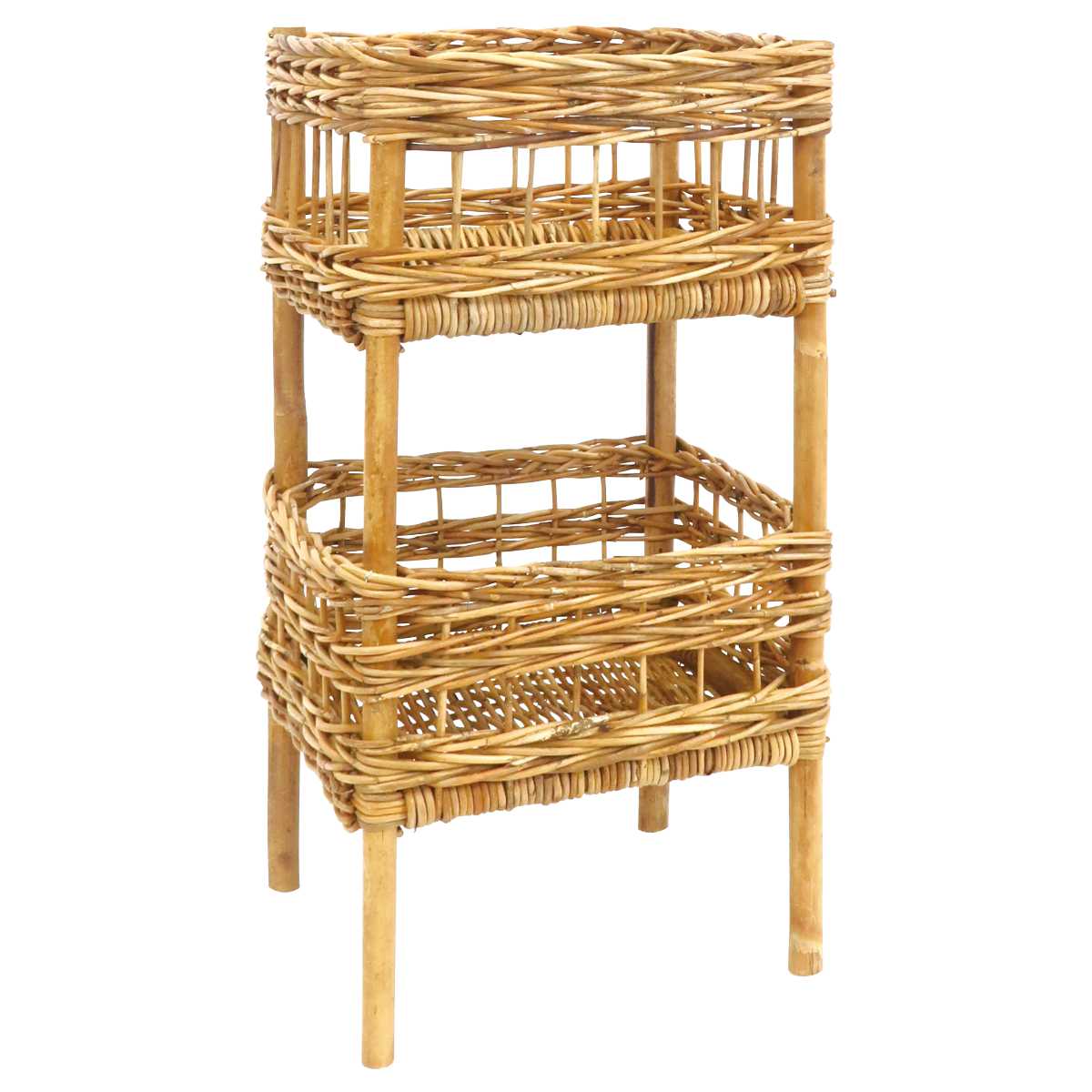 Creer AROROG 2段バスケット ランドリーバスケット 高さ62cm ラタン