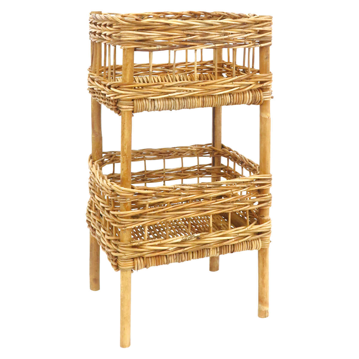 Creer AROROG 2段バスケット ランドリーバスケット 高さ62cm ラタン