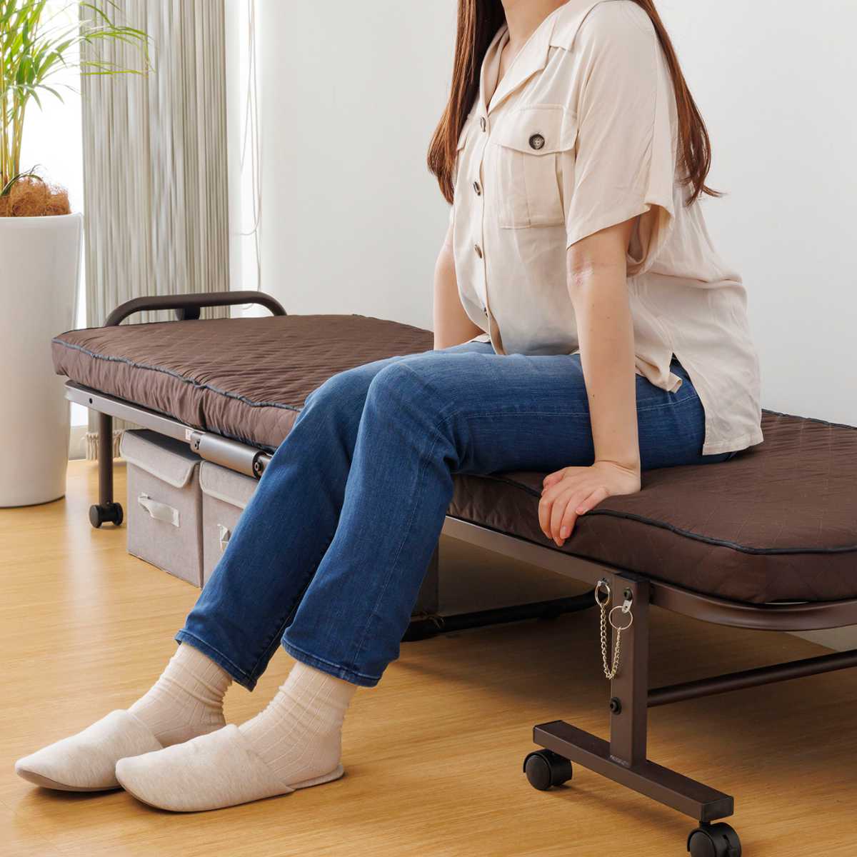 サン・ハーベスト 折りたたみベッド 幅65cm 14段階リクライニング