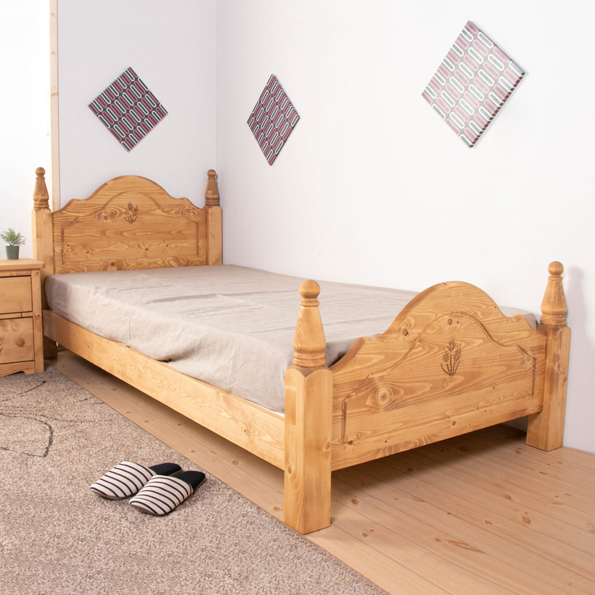 ベッド シングル Farmer すのこ カントリー調 天然木 （ ベット