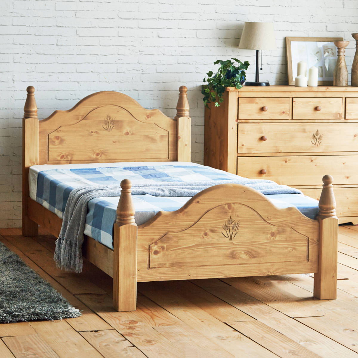 ベッド セミダブル Farmer すのこ カントリー調 天然木 （ ベット