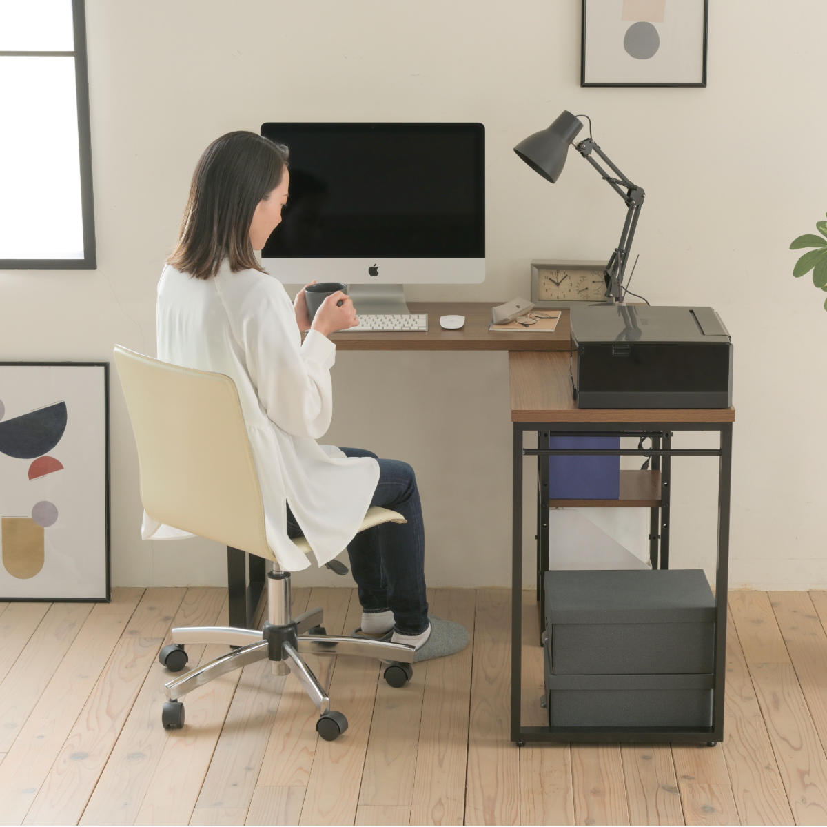 パソコンデスク i-desk JK-PLAN（ジェイケイ・プラン） パソコンデスク I字型 省スペース 広い