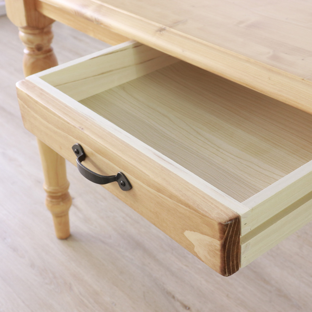 ダイニングテーブル 4人掛け 天然木 カントリー 引き出し付き 幅150cm