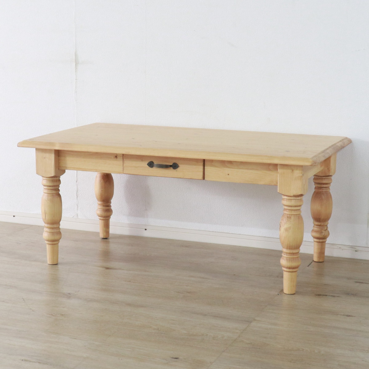 ローテーブル おしゃれ 引き出し 天然木 カントリー 幅105cm