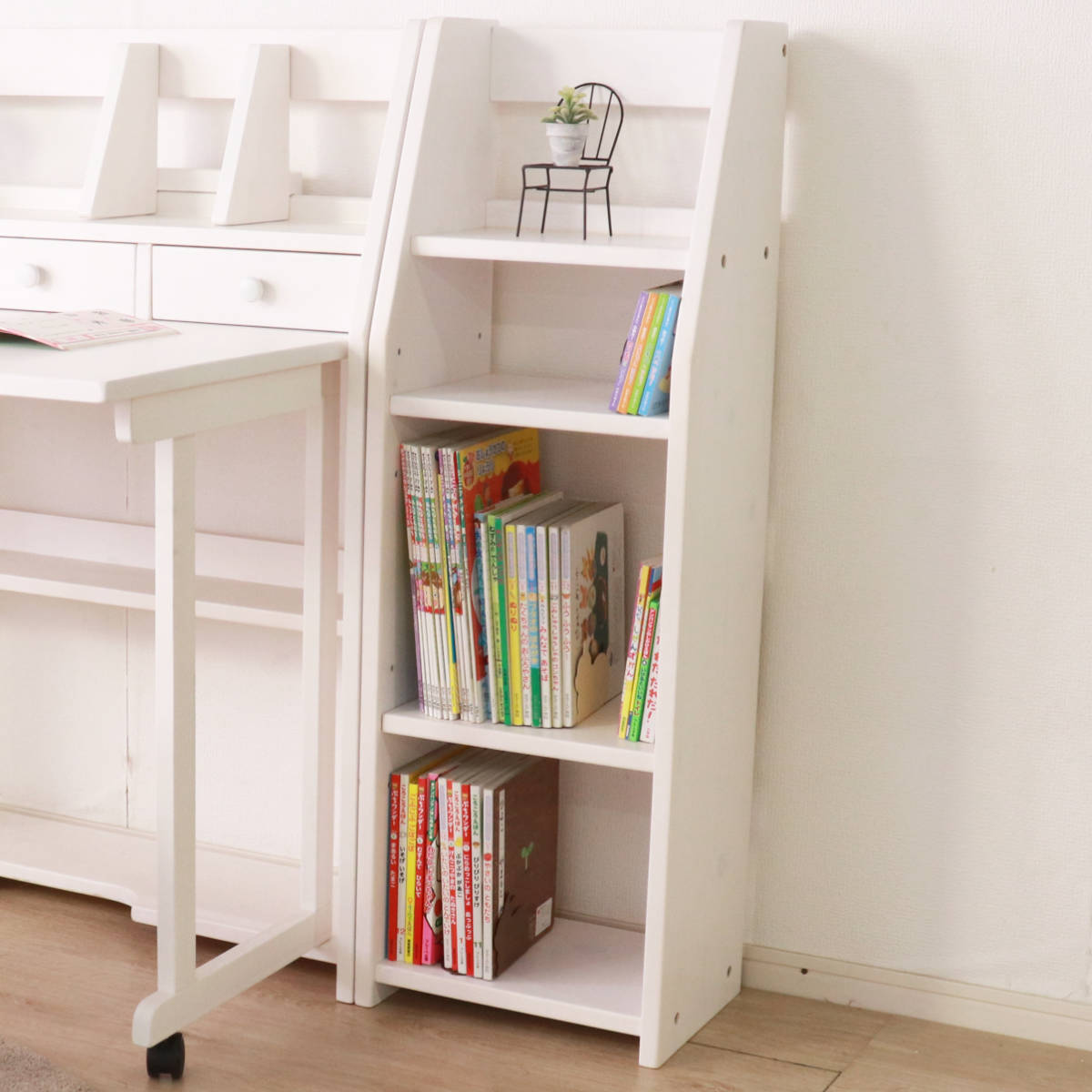 ラック 木製 サイドラック デスク用 天然木 （ 本棚 棚 デスクサイド