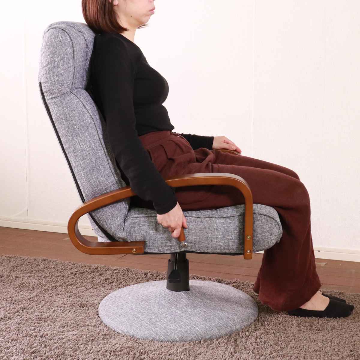 高座椅子 高齢者 回転 リクライニング ヘッドレスト可動 座面高44