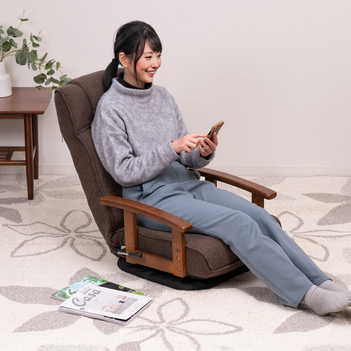 座椅子 回転式 ハイバックタイプ 高齢者 リクライニング 座面高