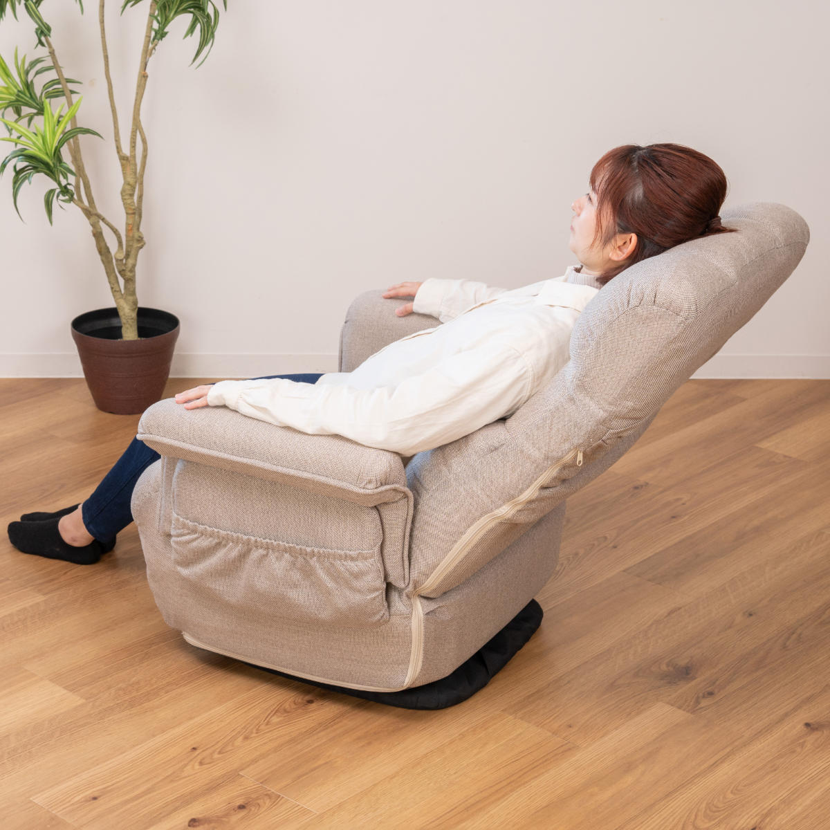 高座椅子 高齢者 回転 リクライニング 折りたたみ ワイド （ 1人掛け