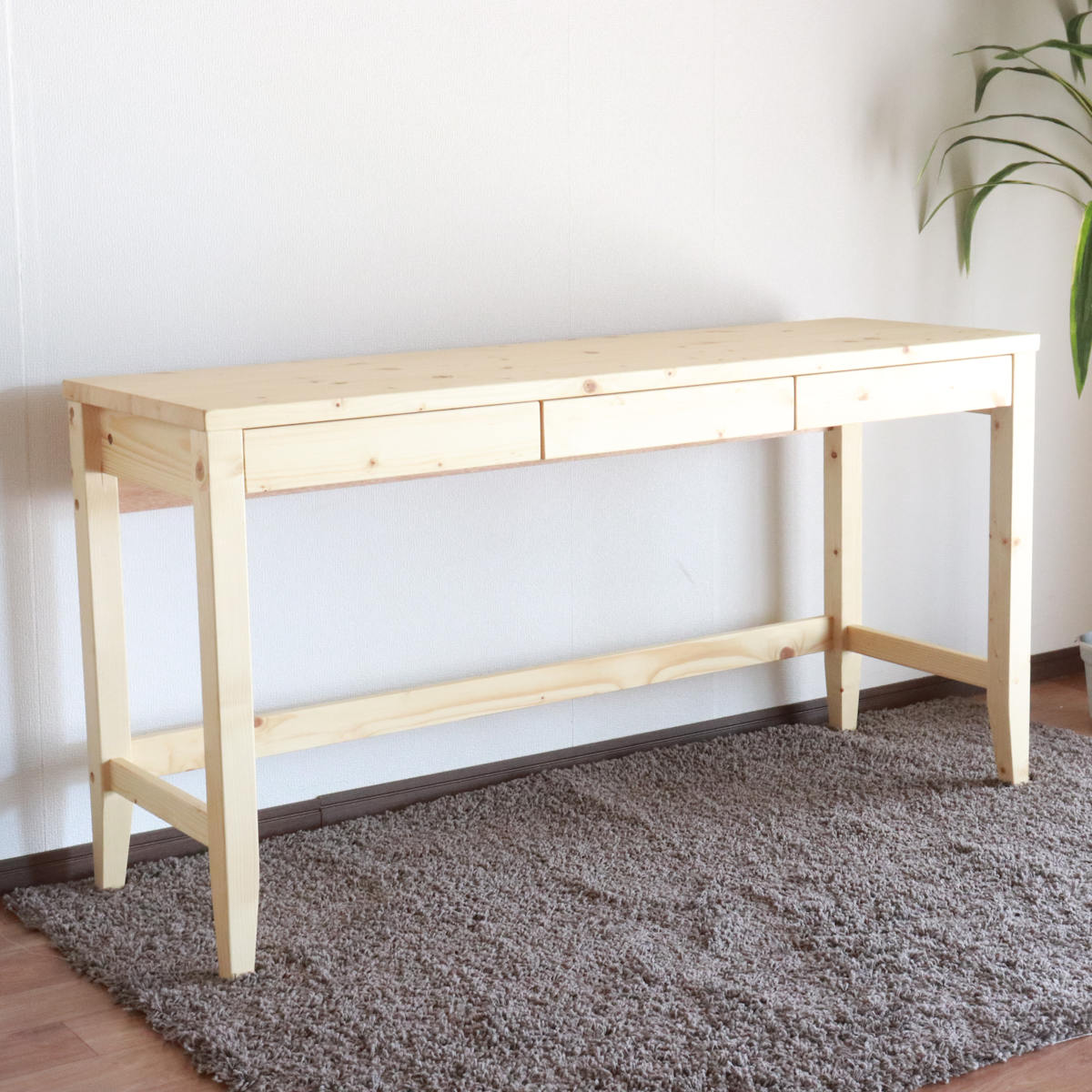 ワークデスク 引き出し付き 天然木 奥行45c...の詳細画像4