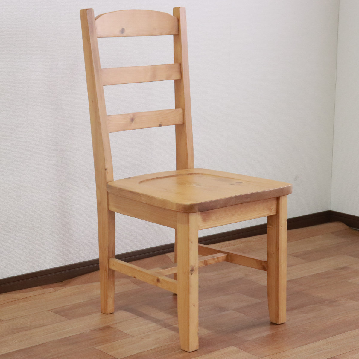 ダイニングチェア 2脚セット 天然木 カントリー調 座面高43cm （ 無垢