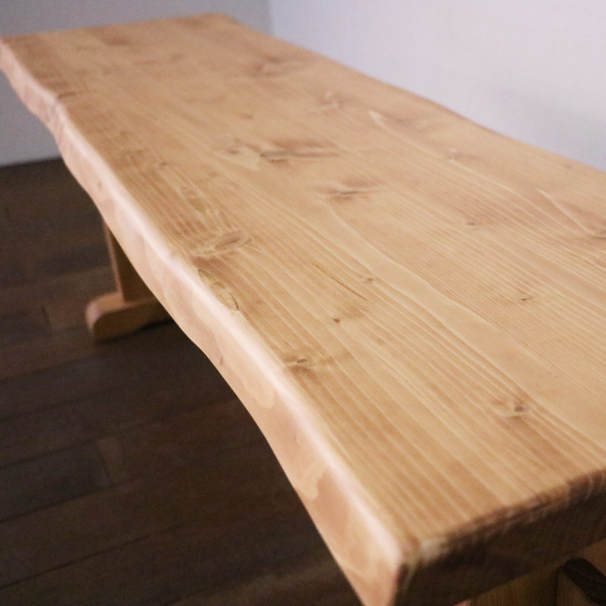 ダイニングベンチ 2〜3人掛け 天然木 カントリー調 幅155cm （ 無垢